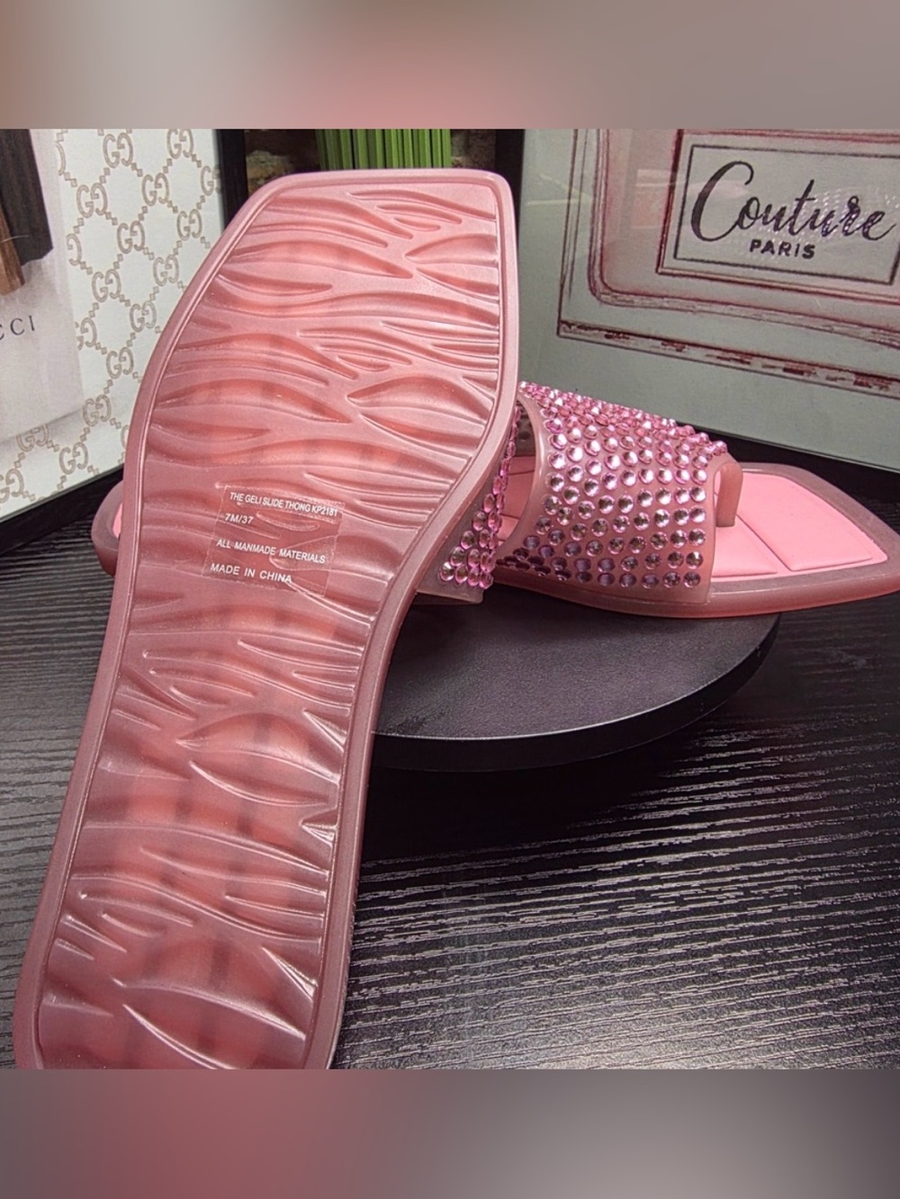 Katy Perry Collections NWOT Pink Jeweled Slide Sandals - Picture 7 of 10